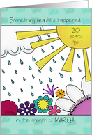 Customizable Happy 20th March Birthday Showers Sunshine Flowers card
