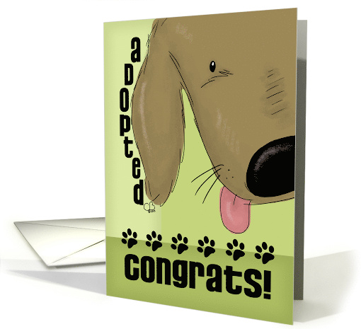 Congratulations on Adopting a Dog Happy Dog and Paw Prints card