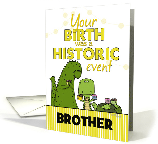 Customizable Happy Birthday to Brother Dinosaur Turtle Humor card