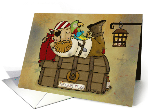 Money Enclosed Happy Birthday Sleeping Pirate Parrot... (1557376)