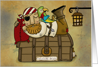 Money Enclosed Happy Birthday Sleeping Pirate Parrot Treasure Chest card