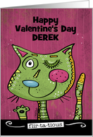 Customizable Name Happy Valentine’s Day Derek Flirtatious Cat card