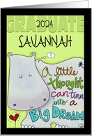 Customizable Year Congratulations 2024 Graduation Hippo Big Dreams card