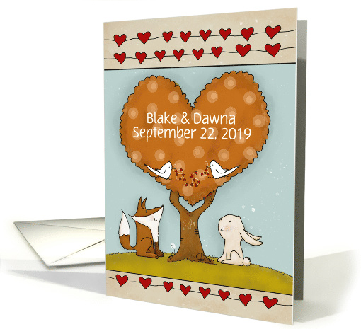 Customizable Congrats on Marriage, Fox, Bunny at Autumn... (1561026)