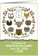 Customizable Woodland Theme Baby Shower Invite Forest Animal Faces card