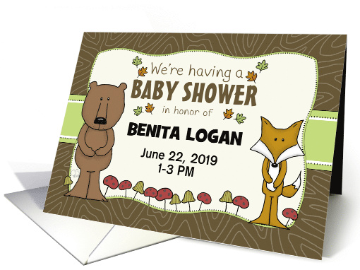 Customizable Baby Shower Invitation Bear snd Fox Woodland Theme card