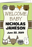 Customizable Name Welcome Baby Congratulations Forest Animals card