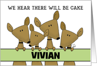 Customizable Happy Birthday Vivian Four Chihuahuas Holding Sign card