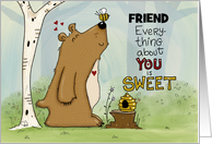 Customizable Thank You to Friend Bear with Bee You’re Sweet card