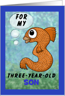 Customizable Happy Birthday 3 Year Old Son Number Three Shaped Fish card