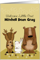 Customizable Name Welcome Baby Congratulations Bear Deer Bunny card