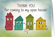 Thank You for Coming to Open House Colorful House Characters card