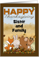 Customizable Name Happy Thanksgiving for Sister’s Family Woodland card