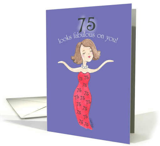 Lady in Red 75th Birthday 75 Looks Fabulous on You card (1579094)