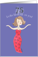 Lady in Red 75th Birthday 75 Looks Fabulous on You card