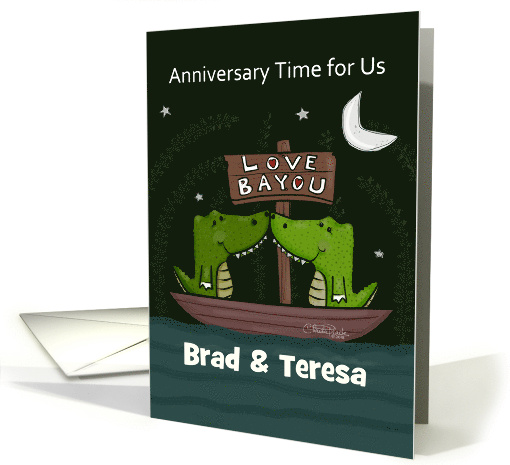 Customizable Names Anniversary for spouse Love Bayou Alligators card