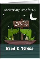 Customizable Names Anniversary for spouse Love Bayou Alligators card