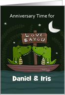 Customizable Names Anniversary Daniel Iris Love Bayou Alligators card