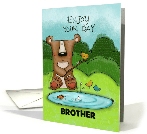 Customizable Happy Birthday for Brother O'FISH'al Business Bear card