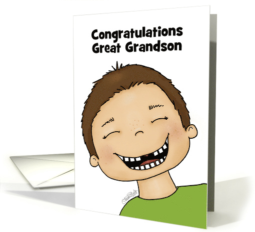 Customizable Great Grandson Congratulations Lost Two Front Teeth card