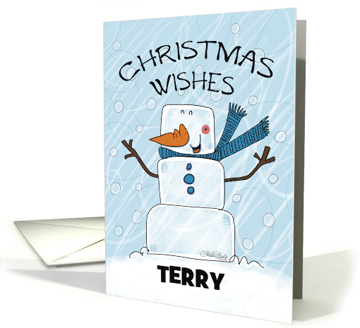 Christmas Wishes for Terry Customizable Name Ice Cube Man card