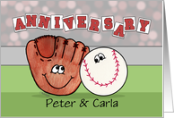 Customizable Names Happy Anniversary for Peter Carla Baseball Glove card