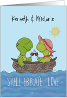 Customized Names Valentine for Kenneth Melanie Turtles in Shell Boat card