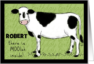 Customized Name Happy Birthday Robert Money Inside Cow, Moolah card