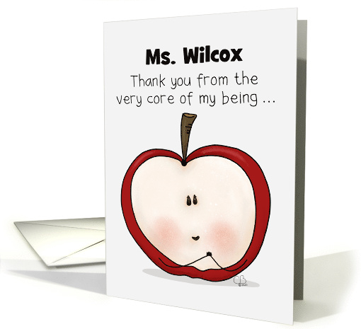 Customizable Thank You Teacher During Covid 19 Apple Core card