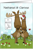 Customizable Anniversary Name Specific It Moose Be Love Moose Pun card