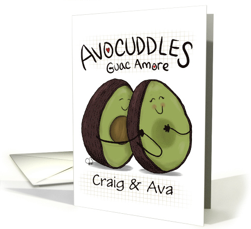 Customizable Names Anniversary Avocuddles Guac Amore Avocado Pun card