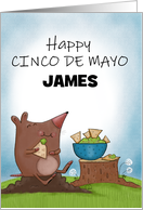 Name Specific Happy Cinco de Mayo for James Mole Eats Guacamole card