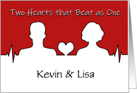 Happy Anniversary Kevin & Lisa Couple with Heartbeat Signal card