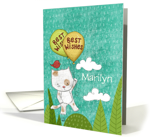 Encouragement for Marilyn Best Wishes Kitty with Balloons card