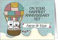 Happy Anniversary Aaron and Eliza Polar Bears Hot Air Balloon Ride card