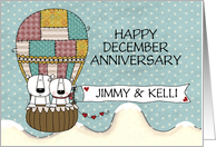 Happy December Anniversary Names Polar Bears Hot Air Balloon Ride card