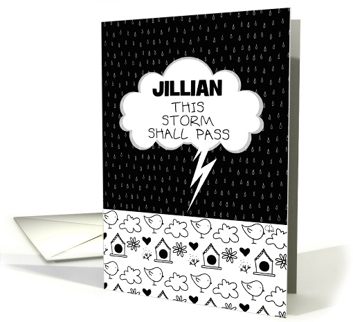 Custom Name Encouragement Jillian Storm Cloud with Birds Pattern card