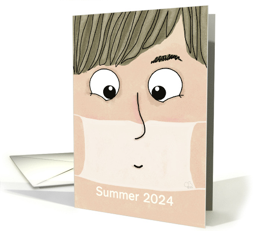 Thinking of You Funny COVID19 Summer Look Man Face Mask Tan Lines card