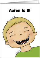 Customizable Happy Birthday 8 Year Old Blond Boy No Front Teeth card