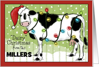 Customizable Christmas from the Millers Dairy Christmas Cow and Lights card