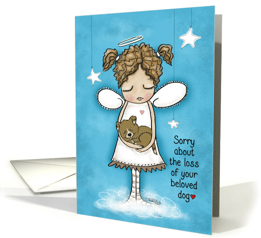 Sorry About the Loss of Your Pet Dog Angel Holding Dog card (1642136)