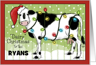 Customizable Christmas to the Ryans Dairy Christmas Cow and Lights card
