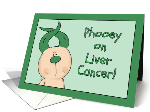Get Well Phooey on Liver Cancer Hairless Hare Emerald Ribbon Ears card