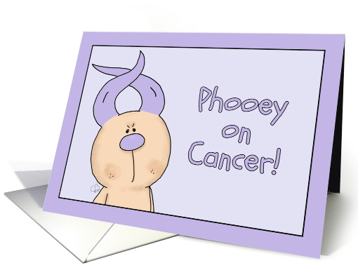 Get Well Phooey on Cancer Hairless Hare Lavender Ribbon Ears card