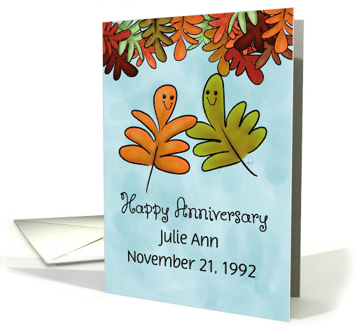 Custom Happy Anniversary for Spouse with Date Fall Leaf... (1653990)