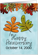 Custom Happy Anniversary October Marriage Fall Leaf Characters card