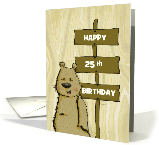 Customizable Happy 25th Birthday Bear with Signage card (1654160)