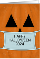 Jack o’ Lantern with Mask COVID 19 Happy Halloween 2024 Customizable card