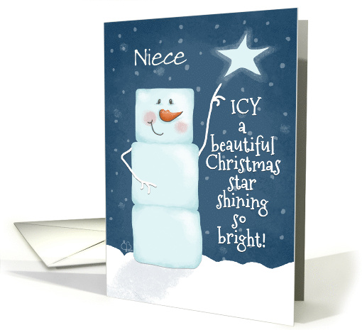 Custom Merry Christmas for Niece Ice Snowman ICY a Christmas Star card