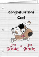 Personalized Congratulations on Graduating Second Grade Dog with Cap card